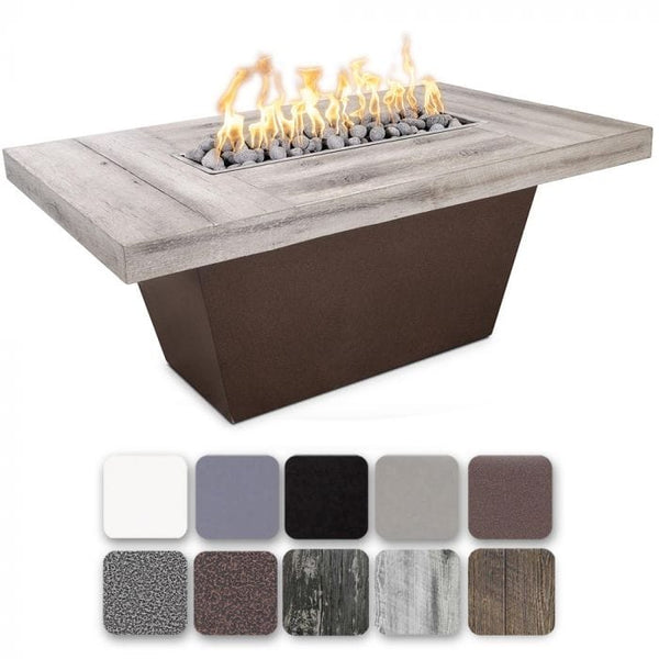 48_inch Iron Fire Pit Table with Wood Grain