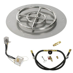 American Fire Glass Round Flat Pan with All Weather Electronic Ignition System
