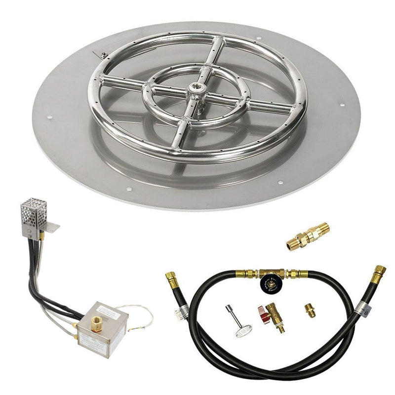 American Fire Glass Round Flat Pan with All Weather Electronic Ignition System