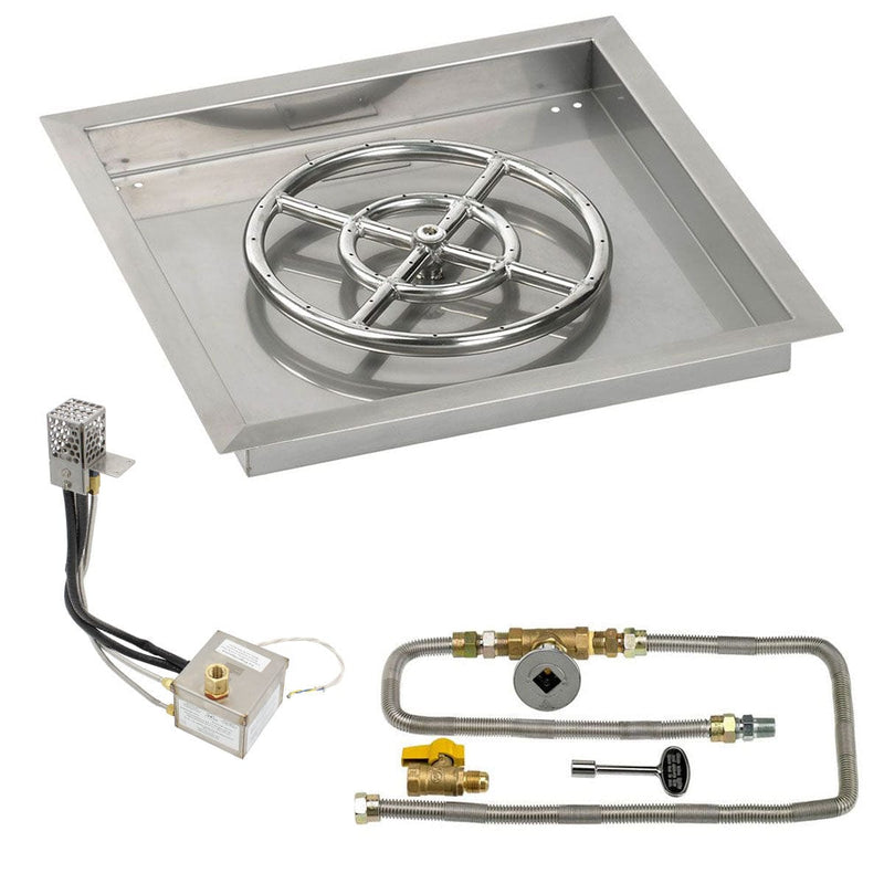 American Fire Glass Square Drop-In Pan with All Weather Electronic Ignition System