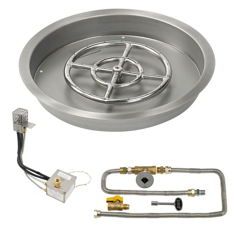 American Fire Glass Round Drop-In Pan with All Weather Electronic Ignition System