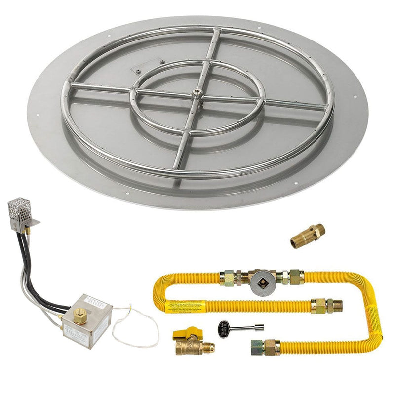 American Fire Glass Round Flat Pan with All Weather Electronic Ignition System, High Capacity