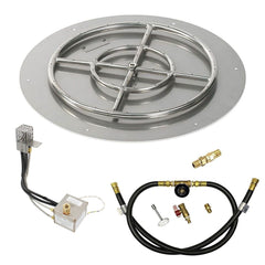 American Fire Glass Round Flat Pan with All Weather Electronic Ignition System