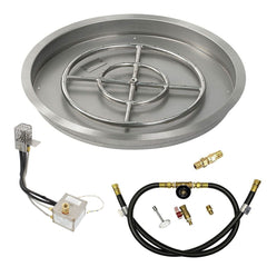 American Fire Glass Round Drop-In Pan with All Weather Electronic Ignition System