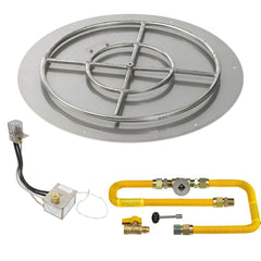 American Fire Glass Round Flat Pan with All Weather Electronic Ignition System, High Capacity