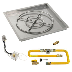 American Fire Glass Square Drop-In Pan with All Weather Electronic Ignition System, High Capacity