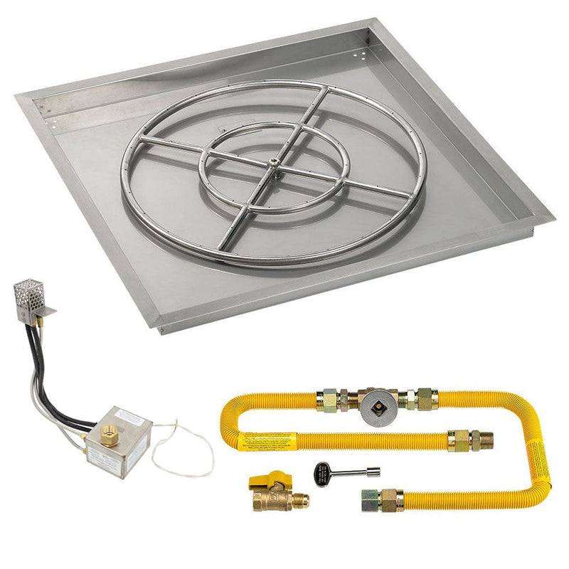 American Fire Glass Square Drop-In Pan with All Weather Electronic Ignition System, High Capacity