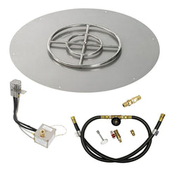 American Fire Glass Round Flat Pan with All Weather Electronic Ignition System