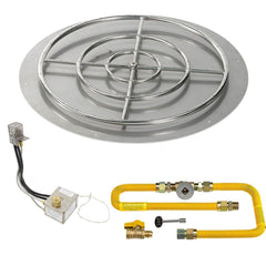 American Fire Glass Round Flat Pan with All Weather Electronic Ignition System, High Capacity