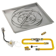 American Fire Glass Square Drop-In Pan with All Weather Electronic Ignition System, High Capacity