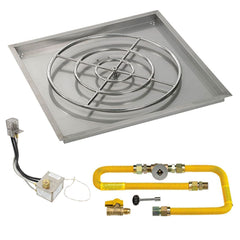 American Fire Glass Square Drop-In Pan with All Weather Electronic Ignition System, High Capacity