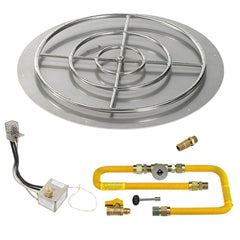 American Fire Glass Round Flat Pan with All Weather Electronic Ignition System, High Capacity
