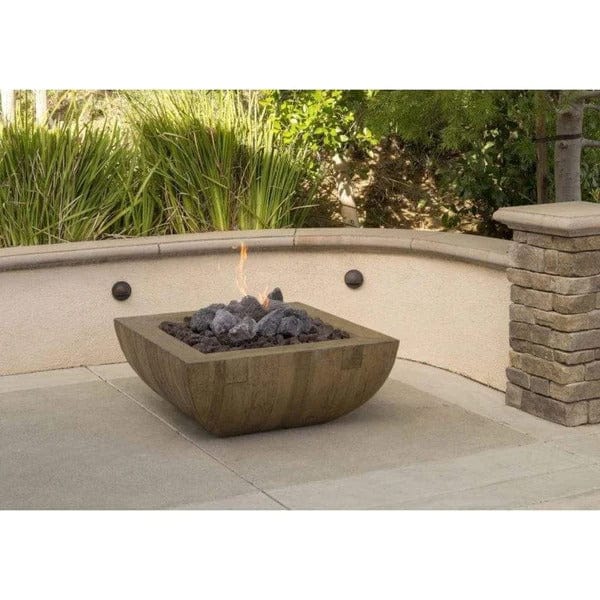 American Fyre Designs 36" Reclaimed Wood Bordeaux Square Concrete Gas Fire Bowl