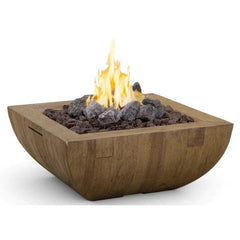 American Fyre Designs 36" Reclaimed Wood Bordeaux Square Concrete Gas Fire Bowl