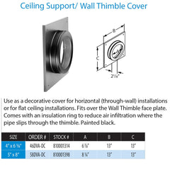 DuraVent DirectVent Pro 4x6-5/8 Inch Diameter Ceiling Support/Wall Thimble Cover - 46DVA-DC
