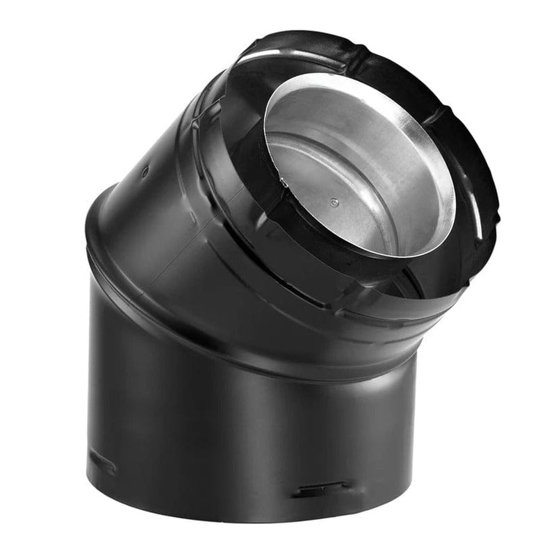DuraVent DirectVent Pro 4x6-5/8 Inch Diameter Black Direct Vent 45 Degree Elbow - 46DVA-E45B