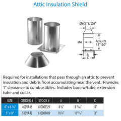 DuraVent DirectVent Pro 4x6-5/8 Inch Diameter Attic Insulation Shield - 46DVA-IS