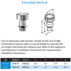 DuraVent DirectVent Pro 4x6-5/8 Inch Diameter Extended Vertical Termination Cap - 46DVA-VCE