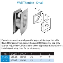 DuraVent DirectVent Pro 4x6-5/8 Inch Diameter Wall Thimble Reduced - 46DVA-WTS