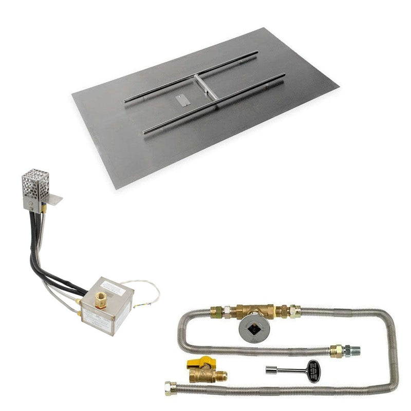 American Fire Glass Rectangular Flat Pan with All Weather Electronic Ignition System