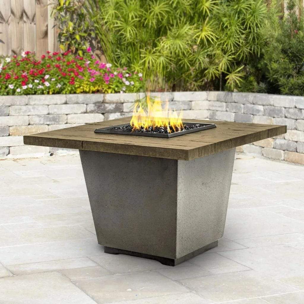 American Fyre Designs 36" Reclaimed Wood Cosmopolitan Square Chat Height Fire Table