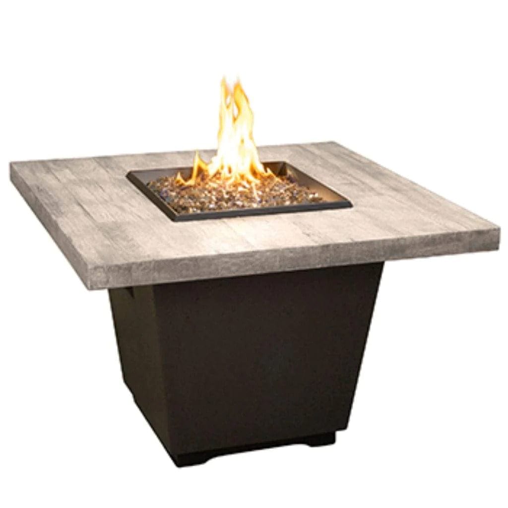 American Fyre Designs 36" Reclaimed Wood Cosmopolitan Square Chat Height Fire Table