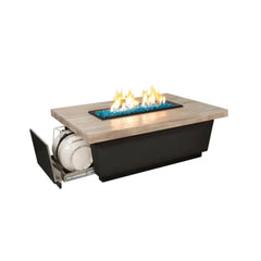 American Fyre Designs 52" Reclaimed Wood Contempo Chat Height Fire Table with Propane Tank Drawer