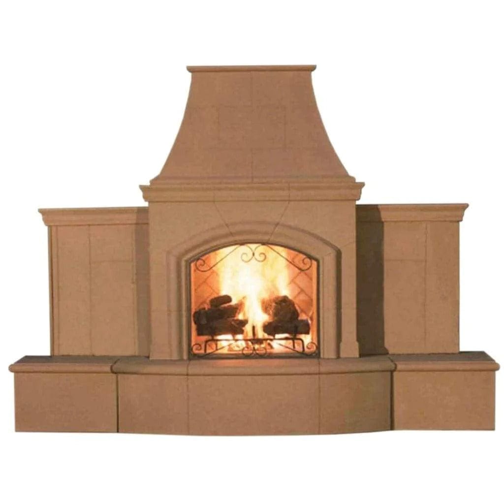 American Fyre Designs 113" Grand Phoenix Outdoor Gas Fireplace with Rectangle Extended Bullnose Hearth