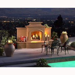 American Fyre Designs 113" Grand Mariposa Outdoor Gas Fireplace with Extended Bullnose Hearth