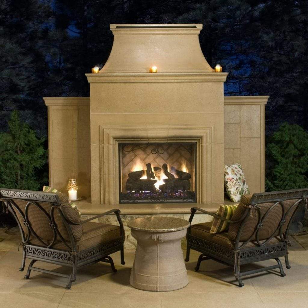 American Fyre Designs 110" Grand Cordova Outdoor Gas Fireplace with Rectangle Extended Bullnose Hearth