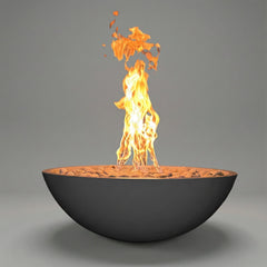 Warming Trends AON GFRC Architectural Aura Bowl Concrete Vessels w/ Crossfire Brass Burner