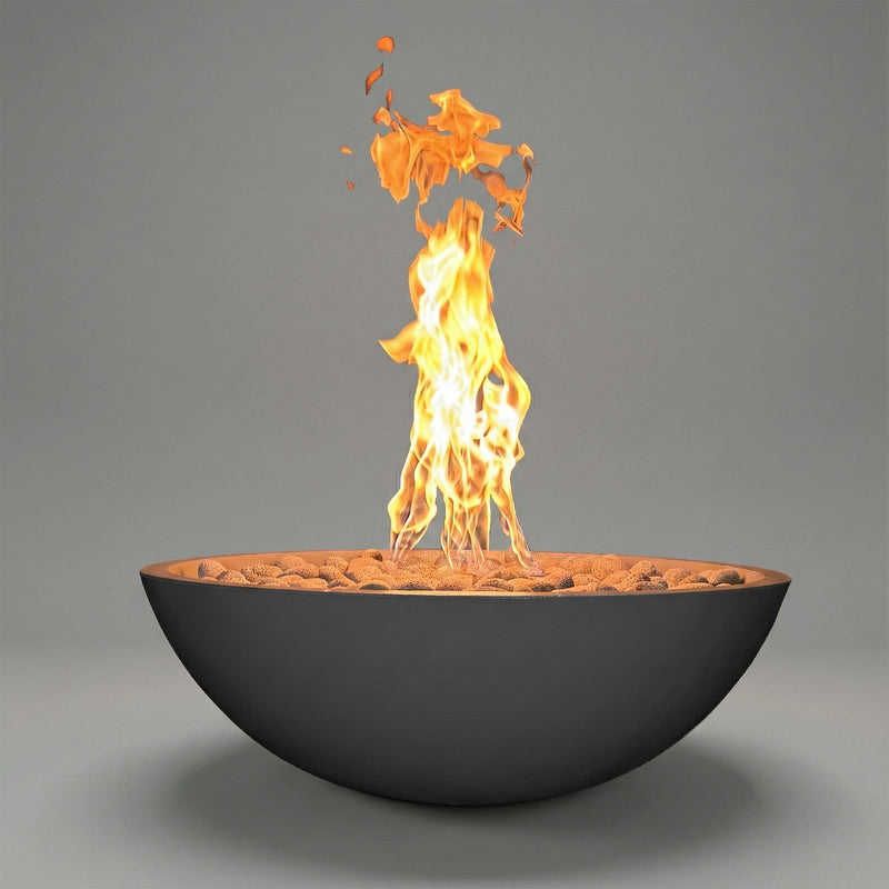 Warming Trends AON GFRC Architectural Aura Bowl Concrete Vessels w/ Crossfire Brass Burner