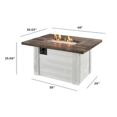 The Outdoor GreatRoom 48x36.63-Inch Alcott Rectangular Gas Fire Pit Table