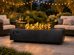 Warming Trends AON Powder-Coated Aluminum Rectangular Fire Table w/ Crossfire Brass Burner
