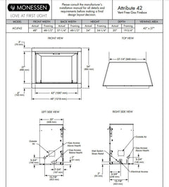 Monessen 42" Attribute Universal Circulating Vent-Free Firebox with Radiant Face and Multitonal Reversible Interior Panels