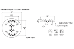 Warming Trends Crossfire CFBO140 Size Chart 12.5x14.5-inch burner Specification Drawing