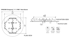Warming Trends Crossfire CFBO280 Size Chart 22.75x21.75-inch burner Specification Drawing