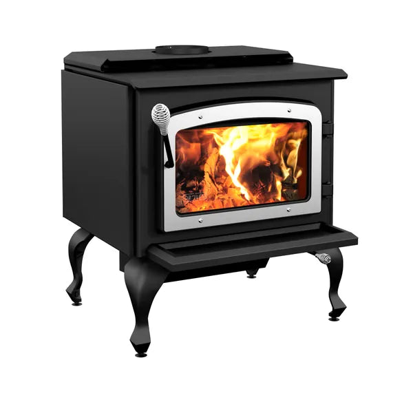 Drolet DB03112 Escape 1800 with Legs and Nickel Door High Efficiency Wood Burning Stove
