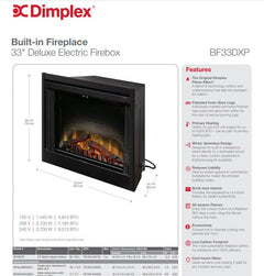 Dimplex BF33DXP Deluxe Built-In Electric Fireplace Brick Effect, 33-Inch