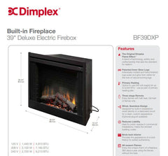 Dimplex BF39DXP Deluxe Built-In Electric Fireplace Brick Effect, 39-Inch