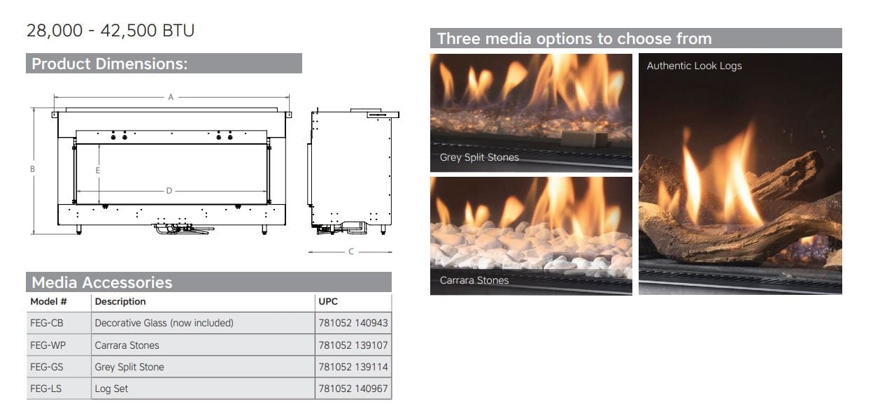 Dimplex Faber 53-Inch Engage XL FEG5316L Left-Facing Built-In Linear Gas Fireplace
