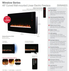 Dimplex SWM4820 Wall Mount/Tabletop Winslow Linear Electric Fireplace, 48-Inch