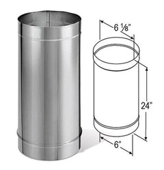 DuraVent DuraBlack 6 Inch Diameter Single Wall Stainless Steel 24 Inch Pipe Length - 6DBK-24SS