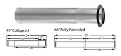 DuraVent DuraBlack 6 Inch Diameter Stainless Steel Telescoping Length 44 Inch - 68 Inch w/trim - 6DBK-TLSS
