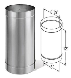 DuraVent DuraBlack 8 Inch Diameter Single Wall Stainless Steel 12 Inch Pipe Length - 8DBK-12SS