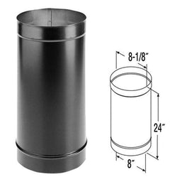 DuraVent DuraBlack 8 Inch Diameter Single Wall Black 24 Inch Pipe Length - 8DBK-24