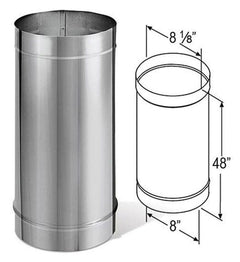 DuraVent DuraBlack 8 Inch Diameter Single Wall Stainless Steel 48 Inch Pipe Length - 8DBK-48SS