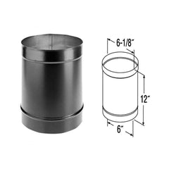 DuraVent DuraBlack 6 Inch Diameter Single Wall Black 12 Inch Pipe Length - 6DBK-12