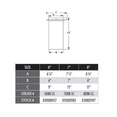 DuraVent DuraBlack 8 Inch Diameter Black Slip Connector w/ Trim - 8DBK-SC