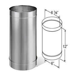 DuraVent DuraBlack 6 Inch Diameter Single Wall Stainless Steel 12 Inch Pipe Length - 6DBK-12SS